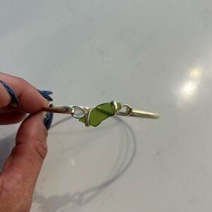 Sterling silver beach glass bangle bracelet